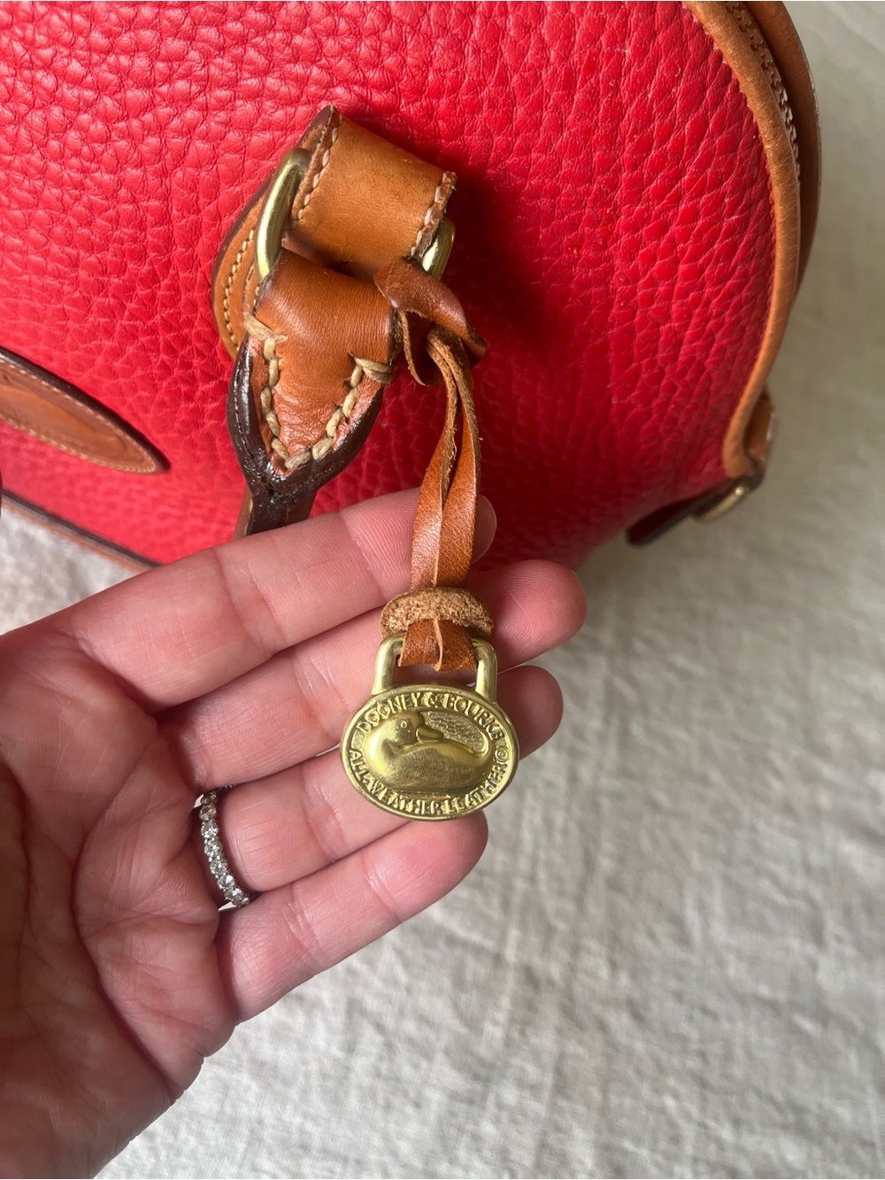 Vintage Dooney & Bourke Red Pebbled Leather Dome Satchel MADE IN THE USA, - Picture 13 of 13